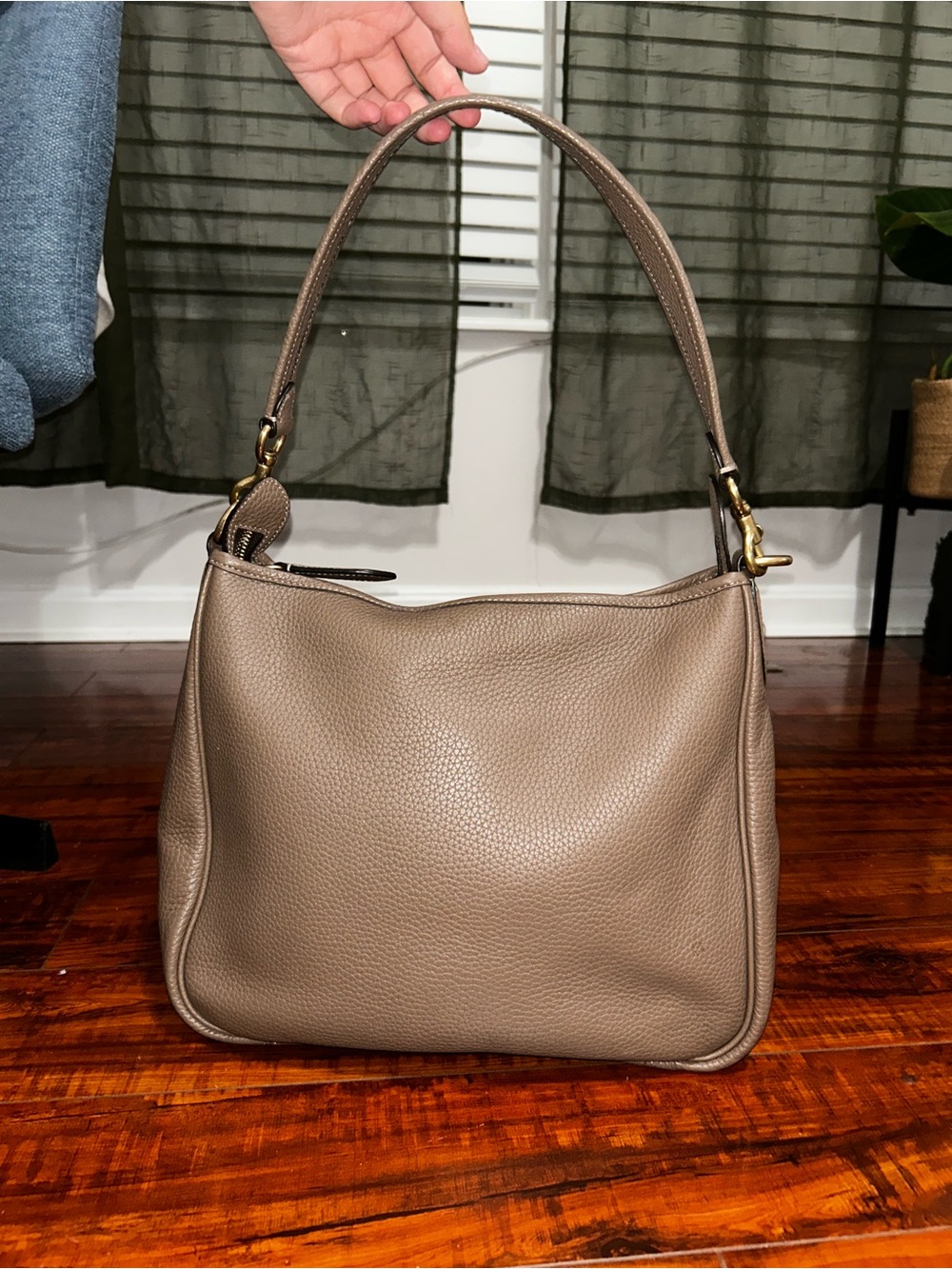 COACH Cary Medium Soft Pebble Leather Shoulder Bag - Taupe/Beige